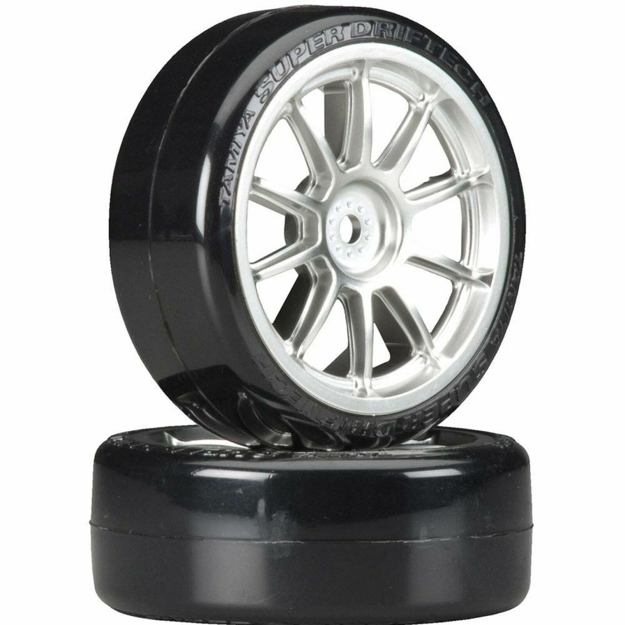 Cars & Trucks * | Tamiya Metal Plated 10-Spoke Wheels With Cmntd Sup Driftech Tires, 24Mm (2)